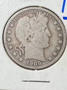 1909 US BARBER HALF DOLLAR