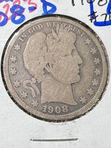 1908-D US BARBER HALF DOLLAR