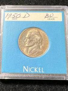 1950-D US JEFFERSON NICKEL BU IN CASE
