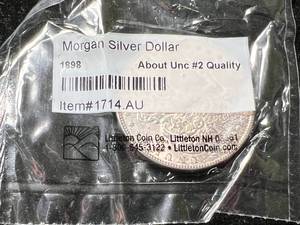 1898 US MORGAN SILVER DOLLAR AU