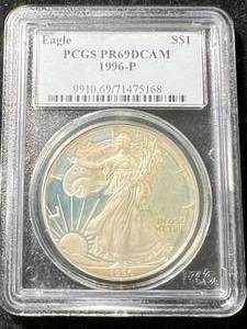 1996 PROOF AMERICAN SILVER EAGLE PCGS PR69DCAM