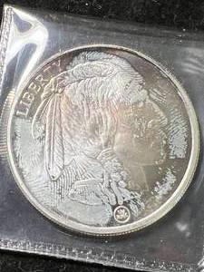 1 TROY OZ .999 FINE SILVER BUFFALO INDIAN ROUND