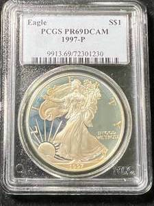 1997 PROOF AMERICAN SILVER EAGLE PCGS PR69DCAM