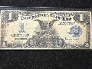 1899 US LARGE SIZE BLUE SEAL $1 BLACK EAGLE SILVER CERTIFICATE