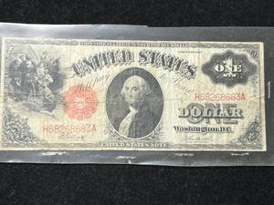 1917 US LARGE SIZE RED SEAL $1 SAWHORSE NOTE