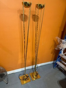 lot 73 image: Pair of Brass Floor Lamps