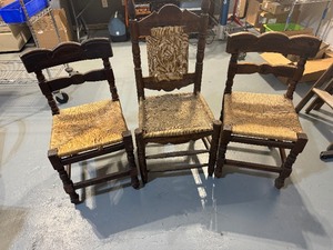 lot 17 image: Trio of Unique Vintage Woven Wood Chairs