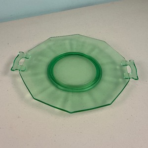 lot 68 image: Uranium Glass Green Depression Serving Tray