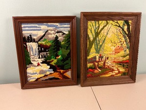 lot 101 image: Two Crewel Embroidery Wall Home Decor