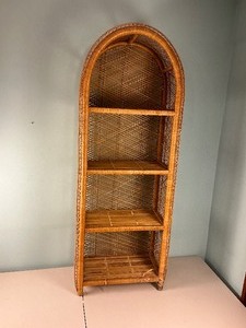 lot 119 image: Vintage Arched Rattan Shelf