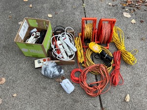 lot 149 image: Huge Lot of Power Cords and Electrical Power Strips  Garage Light