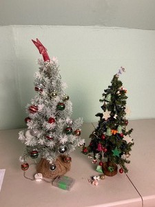 lot 207 image: Two Small Decorated Christmas Trees