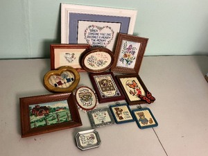 lot 225 image: Misc. Cross Stitch Home Dcor Lot