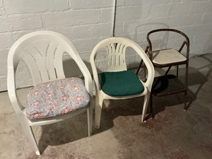 lot 270 image: Two Plastic Chairs and Step Stool