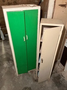 lot 271 image: Two Vintage Metal Workshop Cabinets