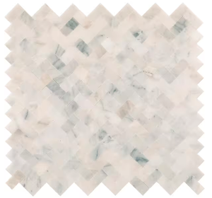 lot 422 image: Xpress Mosaix Peel N Stick Marble Herringbone Tile 12x11  - 26.4- sf