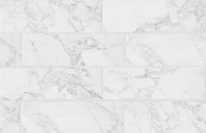 lot 352 image: Marazzi EpicClean Milton Arabescato Marble Ceramic Tile 6x18 123 -SF