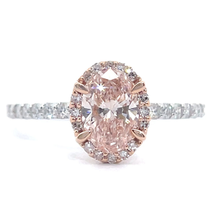 NEW 1.75 Carat Oval Fancy Pink Diamond Pav�Halo Ring in 14k Two-Tone Gold VIDEO