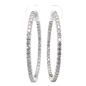 2.62 Carat Pav Diamond Inside Out Hoop Earrings in 14k White Gold Retail Value $3,450