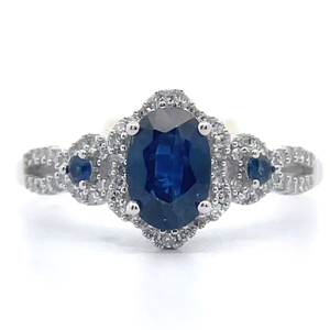 1.26 Carat Blue Sapphire & Pav�Diamond Three-Stone Infinity Symbol Ring in 14k White Gold VIDEO