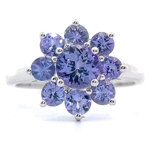 NEW Tanzanite Flower Cluster Cathedral Ring VIDEO