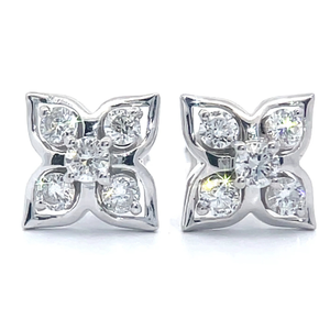 0.50 Carat Diamond Clover Flower Stud Earrings VIDEO