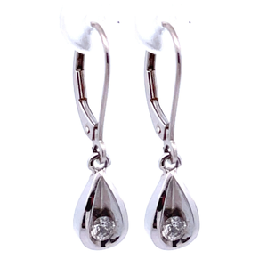 0.20 Carat Diamond Raindrop Dangle Leverback Drop Earrings in 14k White Gold