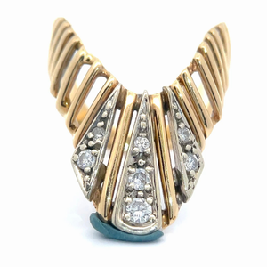 0.20 Carat Diamond Retro-Mod V-Shaped Chevron Ring in 14k Yellow Gold VIDEO