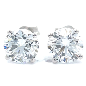 2.32 Carat Diamond Round Brilliant Solitaire Stud Earrings in 14k White Gold VIDEO
