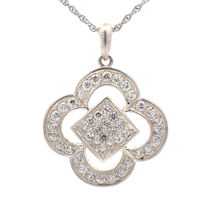 Pav�Cubic Zirconia Four Leaf Clover Flower Pendant