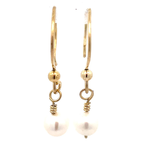 White Freshwater Pearl Drop Artisan Earrings w Wire Hooks