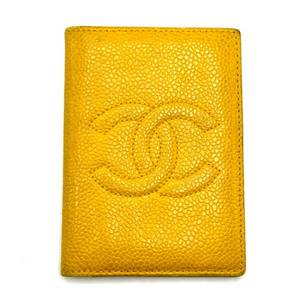 Chanel Yellow Coco Mark Caviar Skin Card Case $500 Retail