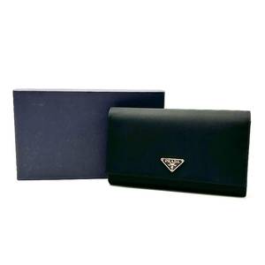 Prada Black Tessuto Nylon Long Wallet with Original Box $550 Retail