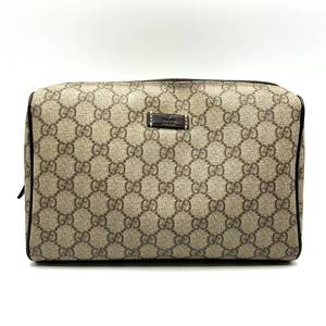 Gucci Brown GG Supreme Canvas Clutch Bag $750 Retail