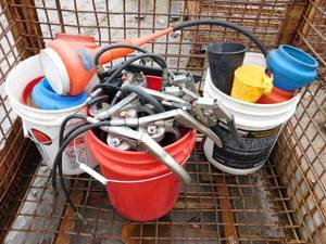 lot 39 image: 8 Grease Guns, 2 Suction Guns, 13 Funnels