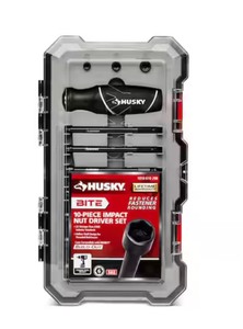 Husky BITE SAE Impact Ready Interchangeable Nut Driver Set with Cushion-Grip Handle (10-Piece)