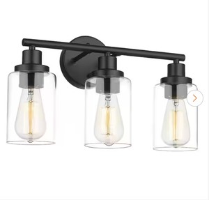 Cargifak 13.6 in. 3-Light Black Bathroom Vanity Light With Clear Shade