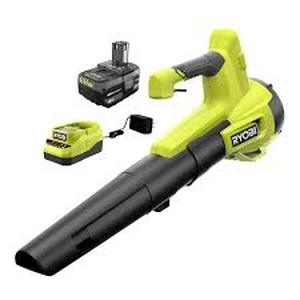 RYOBI ONE 18V 100 MPH 350 CFM Cordless Battery Variable Speed Jet Fan Leaf Blower with 4.0 Ah Battery and Charger