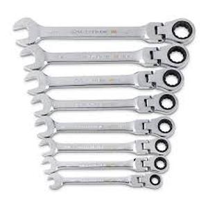 GEARWRENCH 90-Tooth SAE Ratcheting Flex-Head Combination Wrench Set with Tray (8-Piece)