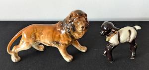lot 120 image: Porcelain Lion and Lamb Figurines