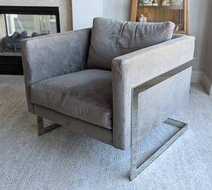 lot 4 image: Robin Bruce Grey Upholstered Geneva Chair