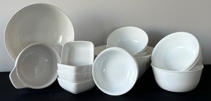 lot 54 image: Dinner Party, White Dinnerware by Corelle, Threshold, Chantal Corona, American Atelier
