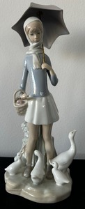 lot 67 image: Lladro Girl with Umbrella and Geese #4510