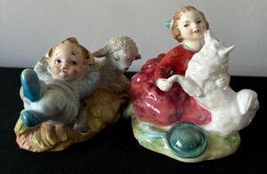 lot 74 image: Vintage Royal Doulton Figurine 2187 and Vintage Dog & Baby with Lamb Figurine