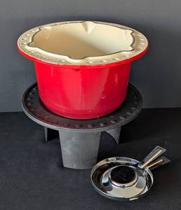lot 55A image: Le Creuset Enameled Cast Iron Fondue Pot