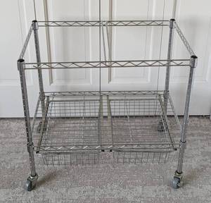 lot 82 image: Rolling Metal Hanging File Rack