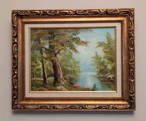 lot 19 image: Framed Oil on Canvas Landscape Painting by Irene Cafieri
