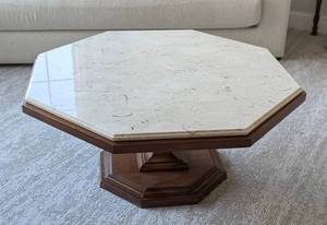 lot 25 image: Vintage Marble Topped Octagon Coffee Table by Weiman Furniture
