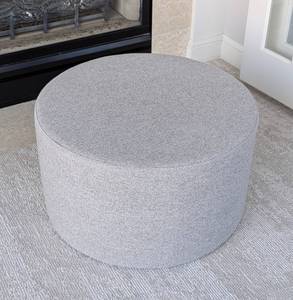 lot 27 image: Round Grey Upholstered Ottoman