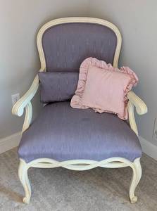 lot 31 image: Custom Upholstered Purple Armchair